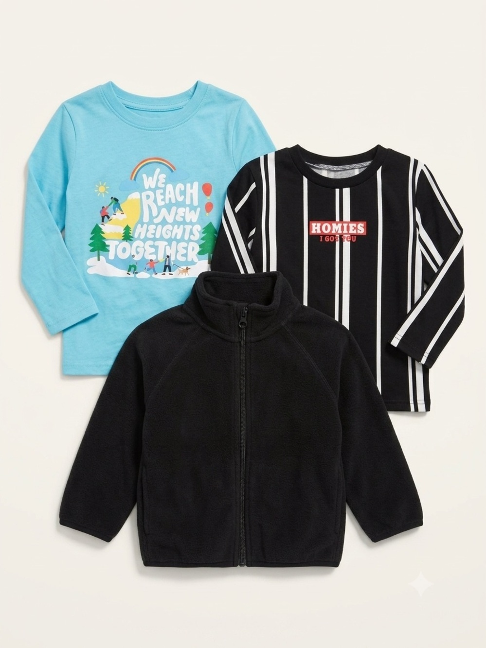 Toddler Boys 3T Clothing Bundle 3pc Outfit Set Fleece Jacket Shirts Mixed Lot